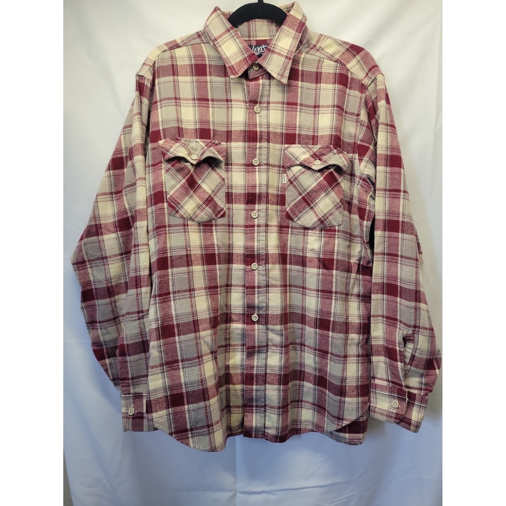 Vintage 70s Mens Levis Shirt Size XL 100% Cotton Plaid Made In USA Western